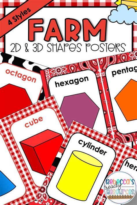 Farm Classroom Decor 2d And 3d Shapes Posters Farm Classroom Theme