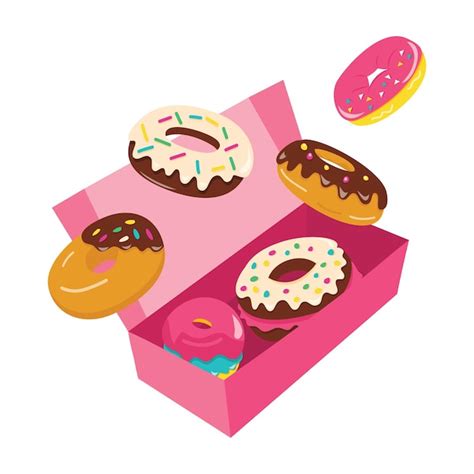 Premium Vector Cartoon Box Of Donuts