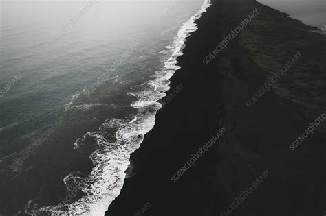 Aerial View Of Black Sand Beach Reynisfjara Iceland Stock Image