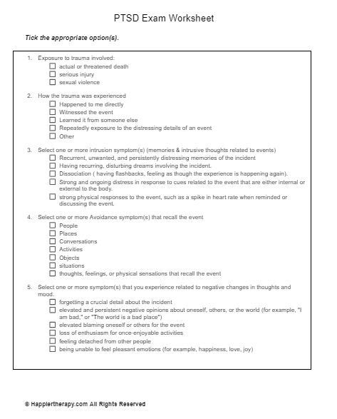 Ptsd Exam Worksheet Happiertherapy