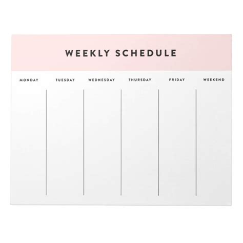 Pink Weekly Schedule Notepad Zazzle