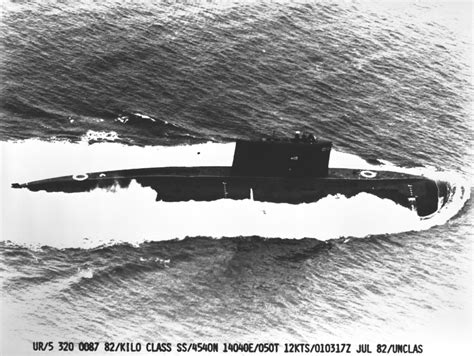 An Elevated Starboard Beam View Of A Soviet Kilo Class Patrol Submarine