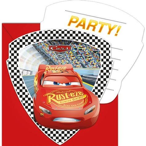 Disney Cars 3 Invitations 6pk Party Delights