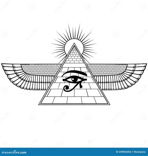 Animation Monochrome Drawing Symbol Of Egyptian Pyramid Eye Of Horus