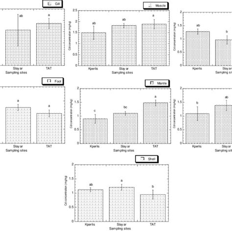 Concentrations Mean Standard Error Mg Kg Dry Weight Of Cd In The