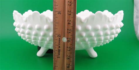 Vintage Fenton White Milk Glass Hobnail Oval 4 Footed Candy Dish 1783806