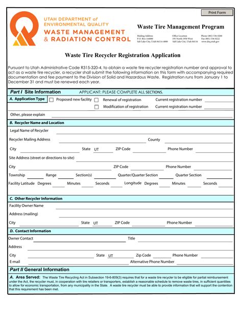 Utah Waste Tire Recycler Registration Application Form Fill Out Sign