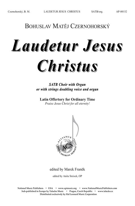 Laudetur Jesus Christus Satb A Cap Satb Fred Bock Publishing Group