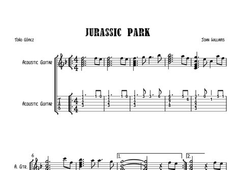 Jurassic Park Arr Toño Gómez Sheet Music Weird Al Yankovic Guitar Tab