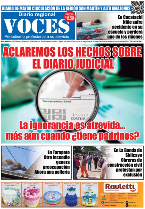 Portada Martes De Marzo Diario Voces