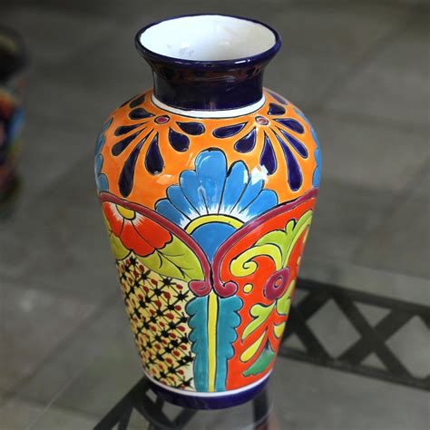 Unicef Market Talavera Style Ceramic Vase Crafted In Mexico Floral