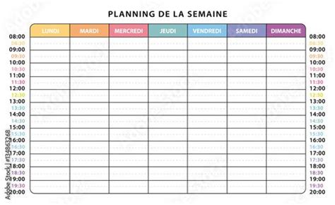 Vecteur Stock Emploi Du Temps Planning Semaine Jours Et Horaires En