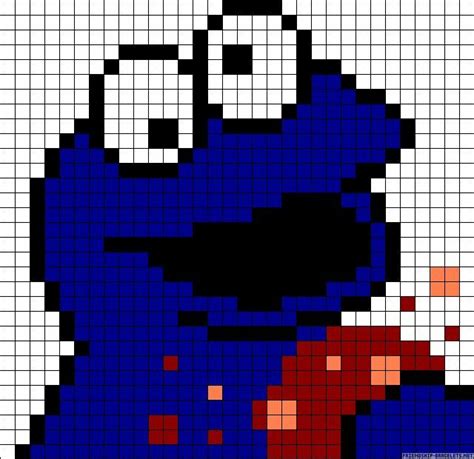 Cookie Monster Pixel Art Grid