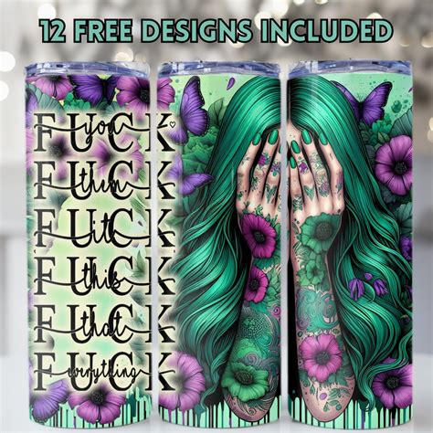 Fuck This Fuck That Oz Skinny Tumbler Wrap Flower Tumbler Design Adult Humor Tumbler PNG