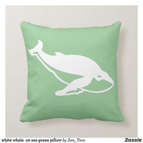 White Whale On Sea Green Pillow Green Pillows Pillows Nautical Bedroom