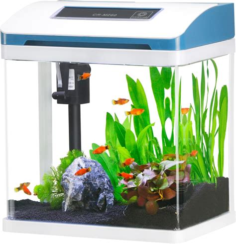 L Glas Mini Aquarium Nano Klein Aquarium Mit Filter Und Buntem Led