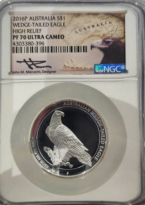 2016 P 1oz Silver Australia 1 Wedge Tailed Eagle High Relief NGC Loc16