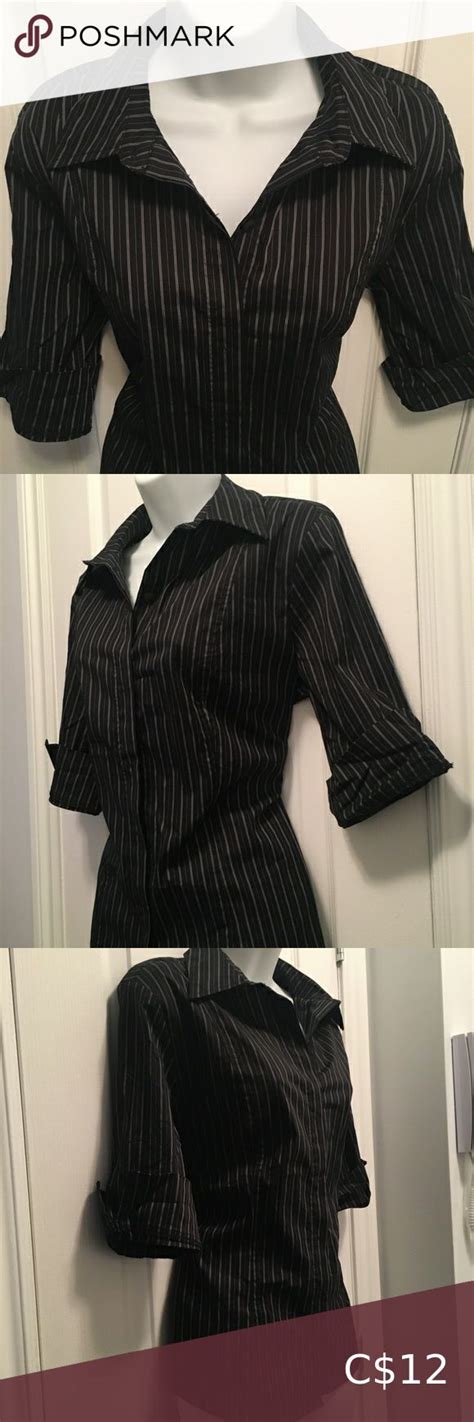 💍320 Professional Black Pinstripes Blouse Blue Short Sleeve Tops Red Long Sleeve Tops