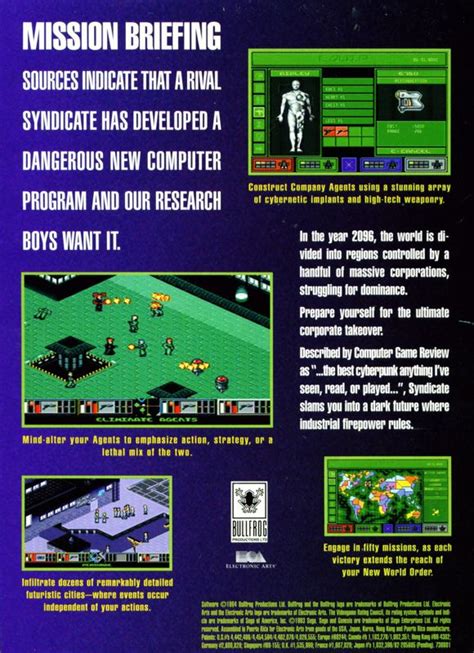 Syndicate 1994 Genesis Box Cover Art MobyGames