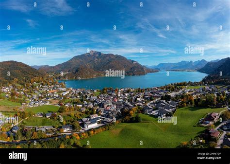 Drone View Village Shore Lake Wolfgang Hi Res Stock Photography And