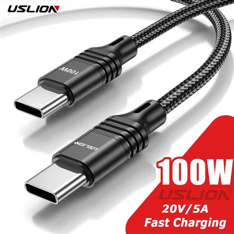 Uslion 100w Usb Type C Cable Qc 40 Usb C To Type C Fast Charging Data Cord For Macbook Ipad