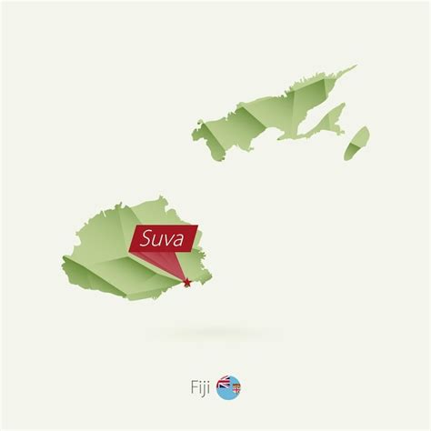 Premium Vector Green Gradient Low Poly Map Of Fiji With Capital Suva