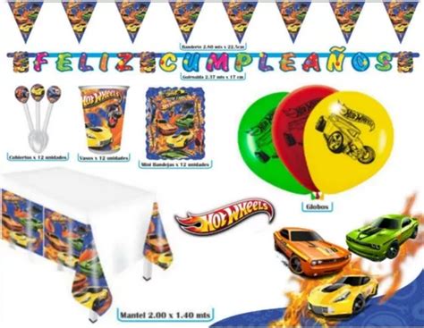 Kit Infantil Decoración Fiesta Hot Wheels X Invitados Cuotas sin interés