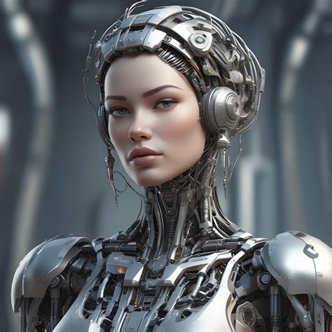 Premium Photo Futuristic Beautiful Female Robot