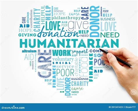 Humanitarian Heart Word Cloud Collage Stock Image Image Of Donation