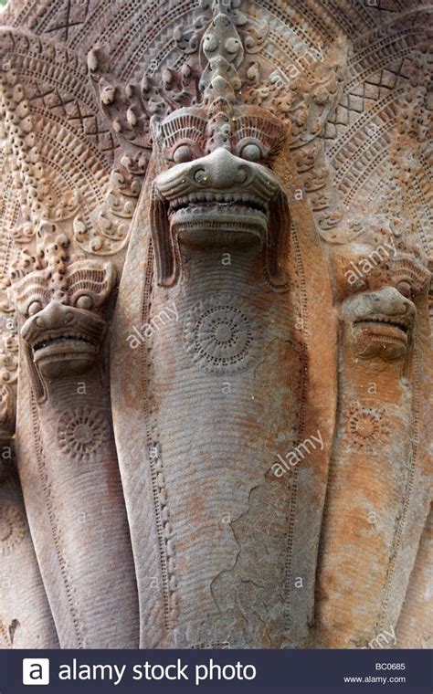 Khmer Stone Carving Of A Naga Serpent Beng Mealea Temple Ruins