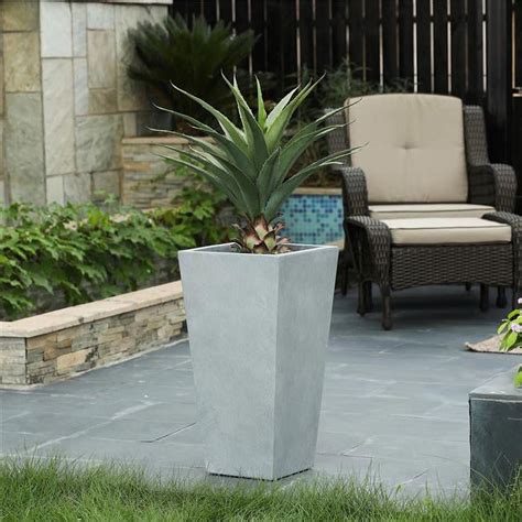 Luxenhome Light Gray Mgo In H Tall Tapered Planter Walmart