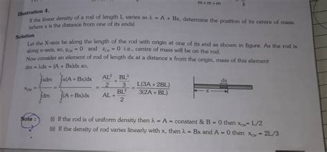 If the linear density of a rod of length L varies as λ A Bx determine th