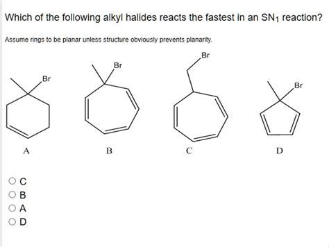 Solved Which Of The Following Alkyl Halides Reacts The Fastest In An