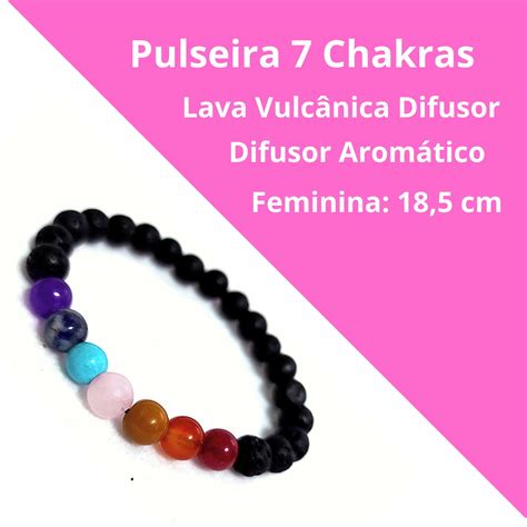 Pulseira Chakras Pedra Lava Vulc Nica Difusor Feminino Elo