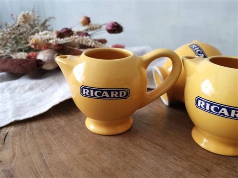 Ricard Vintage Fran Ais Pastis Carafe Petite Cruche C Ramique Jaune Et