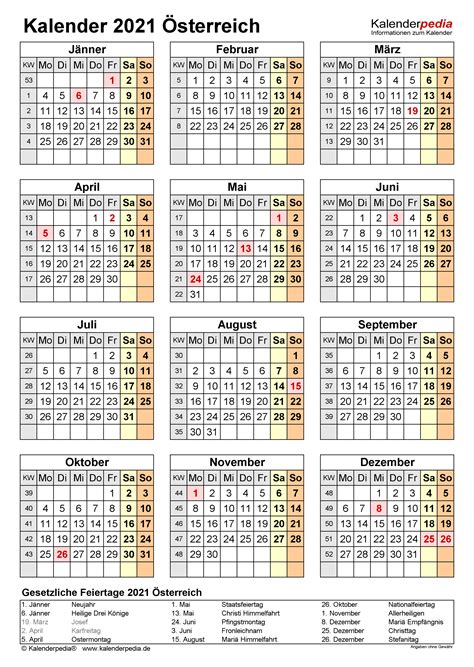 Kalender Sterreich Zum Ausdrucken Als Pdf