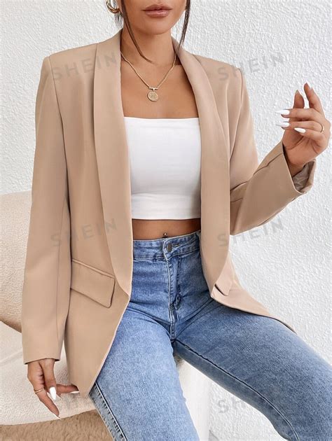 Shein Privé Solid Shawl Collar Blazer Shein Uk