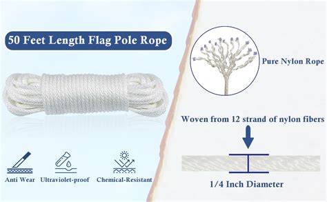 Nq Flag Pole Repair Parts Kit With Feet Nylon Flag Pole Rope Pcs