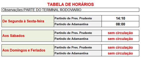 Horários de Adamantina Jandaia Transportes e Turismo Ltda