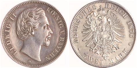 Bayern 2 Mark 1876 D Ludwig II 1864 1886 Sehr schön vorzüglich MA