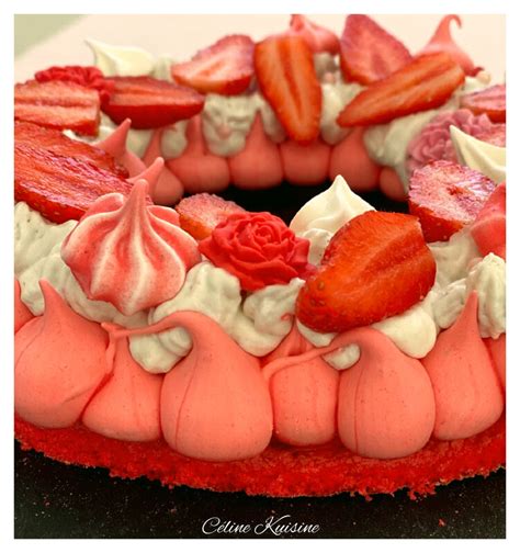 Gâteau meringué vanille fraises number cake 0 Il était une fois