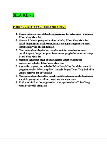 45 Butir Pancasila And Pengamalannya Pdf