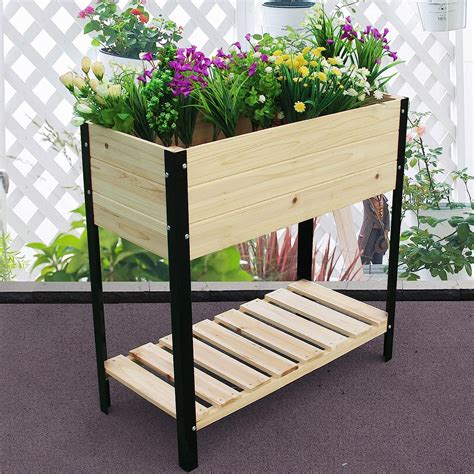 Amazon Sfjc Raised Garden Bed With Strong Iron Legs Elevated Wood