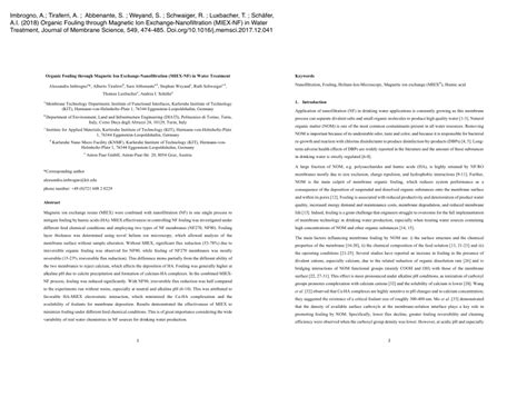 Pdf Organic Fouling Control Through Magnetic Ion Exchange