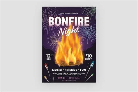 Premium PSD | Bonfire night flyer template in psd