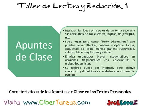 Las Características de las Apuntes de Clase en los Textos Personales