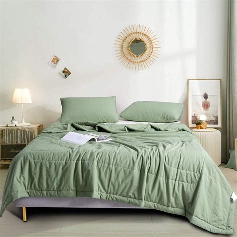 Amazon Jellymoni Piece Green Comforter Set Thin Summer Quilt