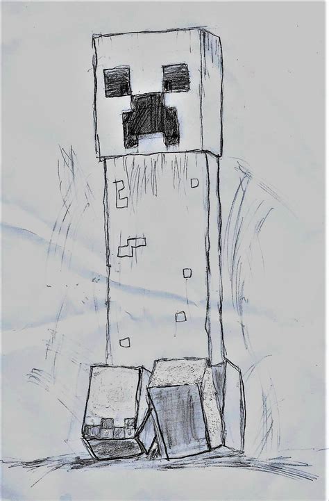 how to draw creeper minecraft 3
