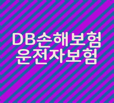 Db손해보험 운전자보험 가입안내 및 상해 보장내용 어어어어