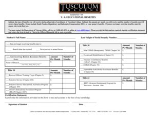 Fillable Online Tusculum Veterans Benefits Certification Form